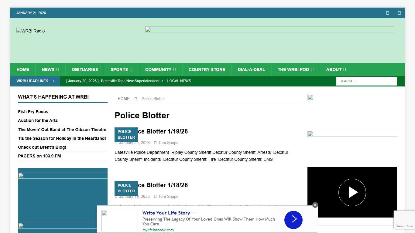 Police Blotter – WRBI Radio