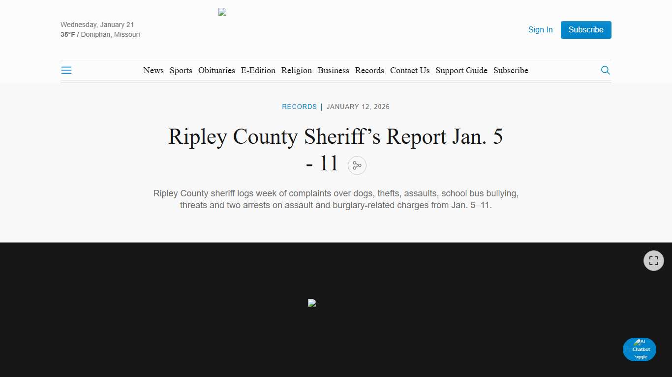 Ripley County Sheriff’s Report Jan. 5 - 11